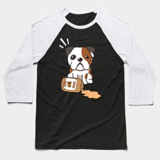 Cute BullDog spilled a jar of peanut butter Baseball T-Shirt